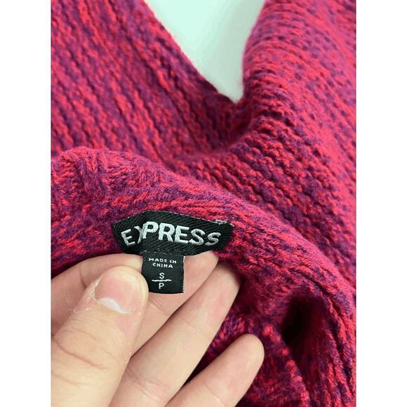 EXPRESS Womens 3/4 Sleeve Wool Blend Knit Pullover Pink Purple Sweater Sz Small - Picture 2 of 6